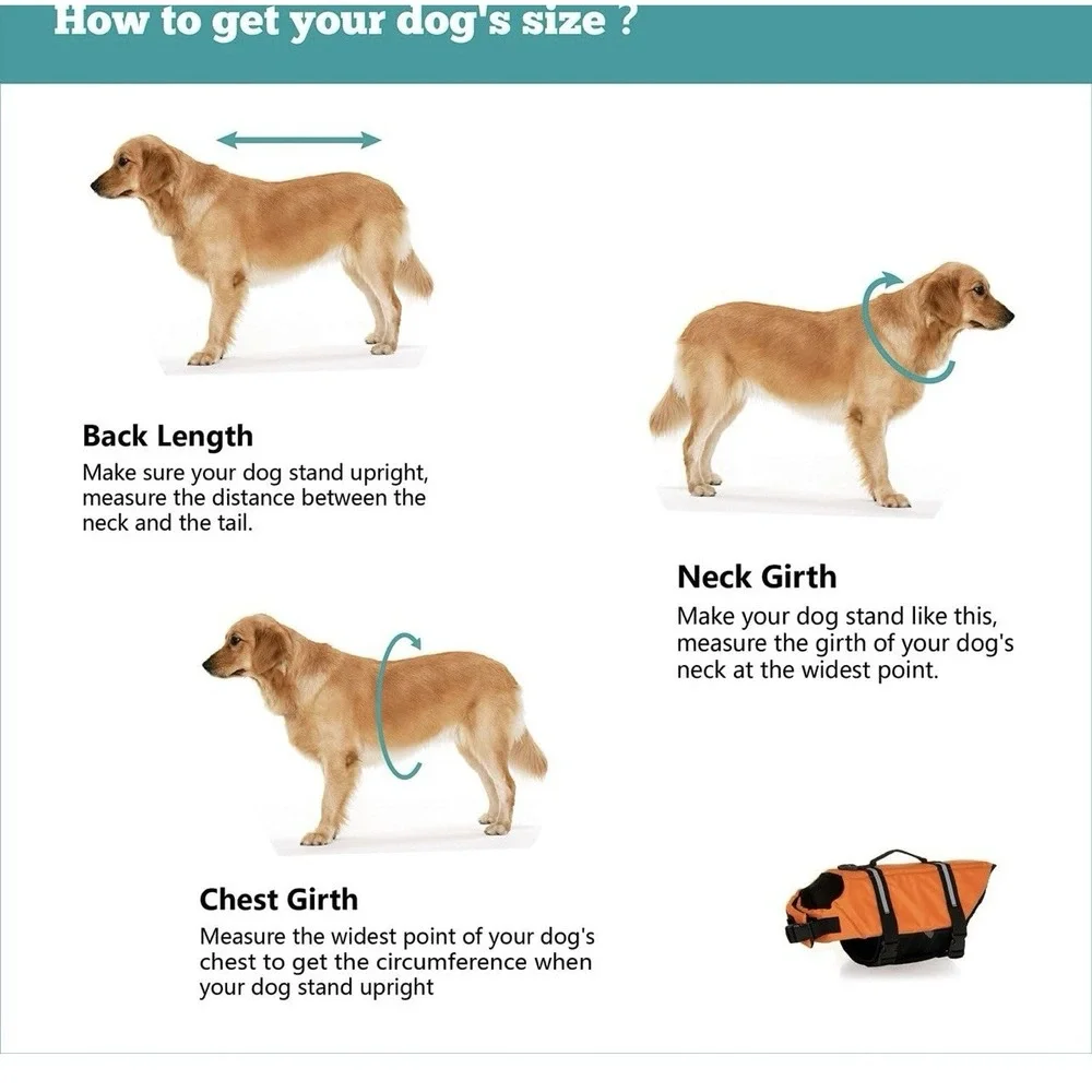 Pet Swimming Water Safety Vest Dog Life Jacket‎ Swimsuit Size L w/ PULL Handle